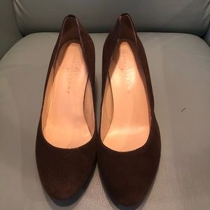 Chocolate Brown Suede Wedge Heel Shoes